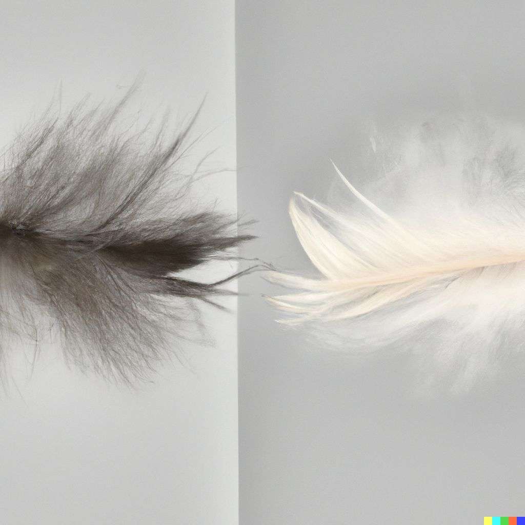 a representation of anxiety, made from feathers